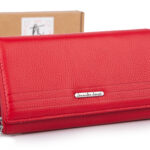 Jennifer Jones Portfel damski skórzany duży matowy czerwony poziomy