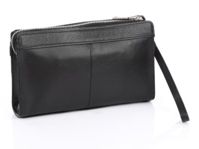 Elegancka czarna skórzana saszetka męska do ręki J Jones - obrazek 3