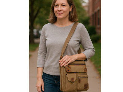 Poszerzana torba damska na ramię prostokątna beżowa vintage 4542