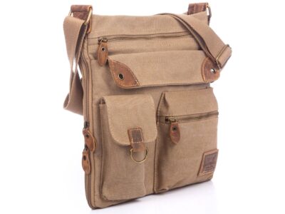 Beżowa poszerzana listonoszka damska canvas J Jones - obrazek 5