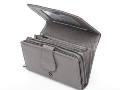 Duży wygodny szary damski portfel skórzany Money Maker - obrazek 7