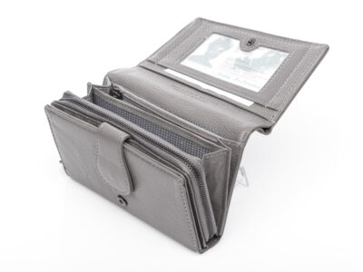 Duży wygodny szary damski portfel skórzany Money Maker - obrazek 6