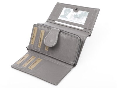 Duży wygodny szary damski portfel skórzany Money Maker - obrazek 5