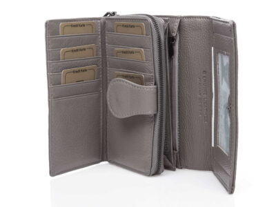 Duży wygodny szary damski portfel skórzany Money Maker - obrazek 4