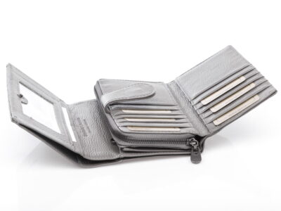 Duży wygodny szary damski portfel skórzany Money Maker - obrazek 3