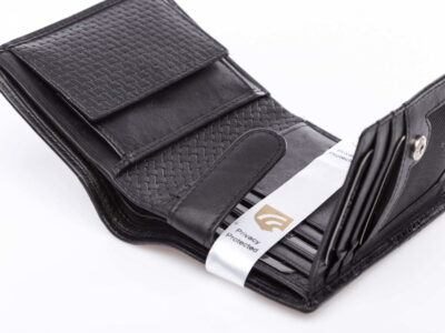 Czarny skórzany portfel męski pionowy z blokadą RFID w pudełku Cash - obrazek 7
