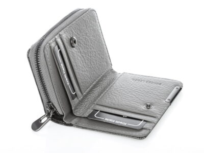 Skórzany mały szary portfelik damski lakierowany Jennifer Jones - obrazek 6