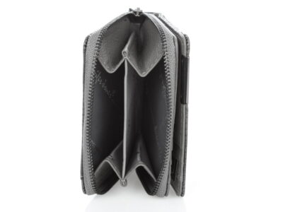 Skórzany mały szary portfelik damski lakierowany Jennifer Jones - obrazek 4