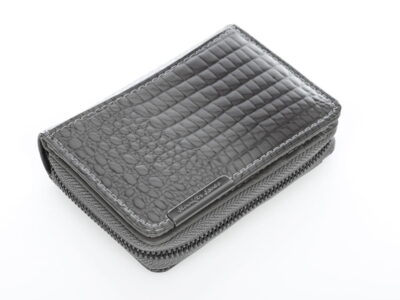 Skórzany mały szary portfelik damski lakierowany Jennifer Jones - obrazek 3