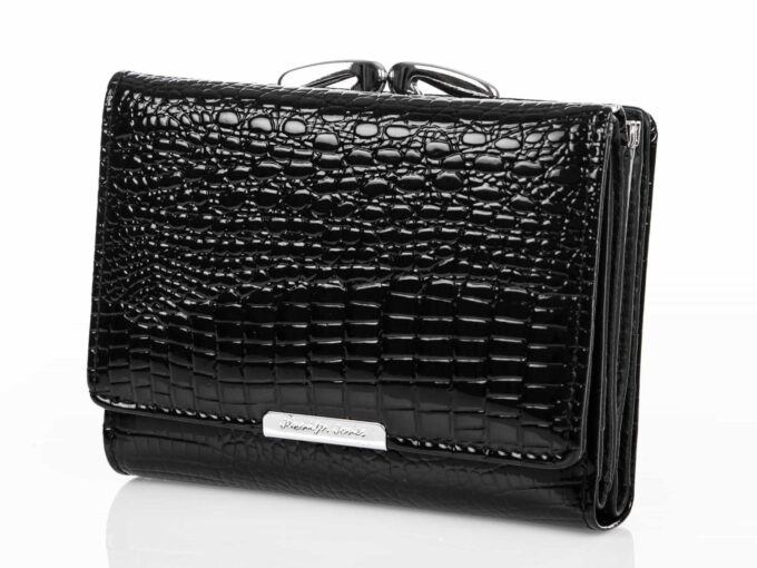 Średni, czarny portfel lakierowany Jennifer Jones 5243