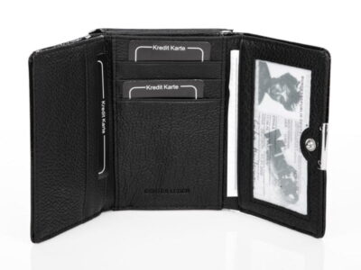 Skórzany zamykany na bigiel czarny portfel Jennifer Jones - obrazek 3