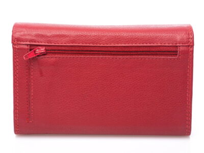 Portfel damski skórzany gładka skóra naturalna czerwony Money Maker - obrazek 4