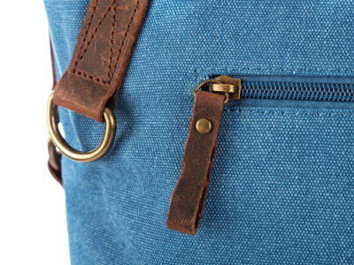 Torebka damska duża pionowa canvas (płótno) + skóra naturalna, niebieska - obrazek 8