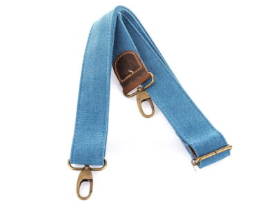 Torebka damska duża pionowa canvas (płótno) + skóra naturalna, niebieska - obrazek 4