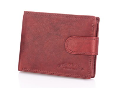 Duży poziomy portfel męski skórzany zamykany na zatrzask ciemny brąz - obrazek 6