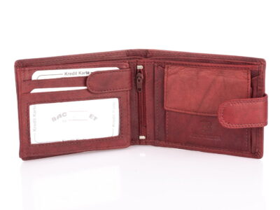 Duży poziomy portfel męski skórzany zamykany na zatrzask ciemny brąz - obrazek 5