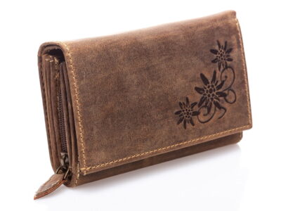 Duży i bardzo pojemny portfel poziomy brązowy vintage floral - obrazek 3