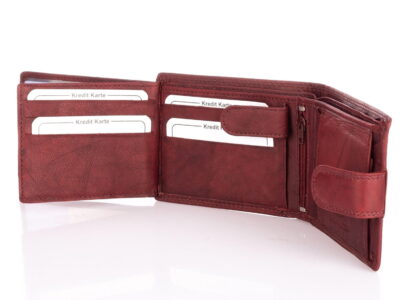 Duży poziomy portfel męski skórzany zamykany na zatrzask ciemny brąz - obrazek 3