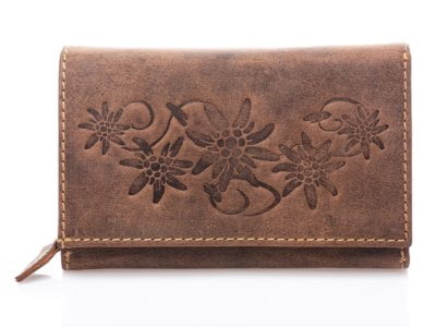 Duży portfel damski w stylu vintage z surowej skóry naturalnej