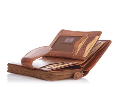 Portfel męski duży skórzany vintage z dwoma przegrodami na bilon - obrazek 7