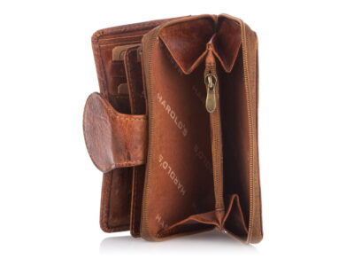 Portfel męski duży skórzany vintage z dwoma przegrodami na bilon - obrazek 5