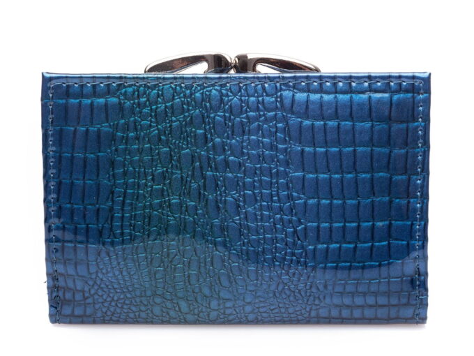 Niebieski portfel damski z tyłu