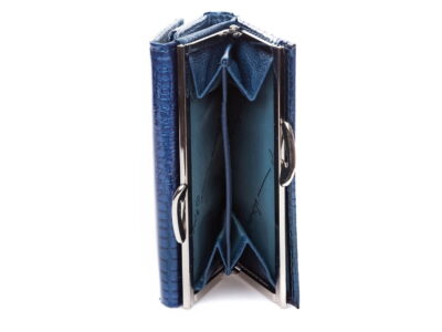 Portfel damski średniej wielkości skórzany lakierowany niebieski - obrazek 9