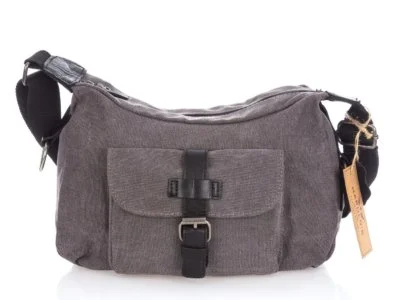 Torebka damska listonoszka canvas i skóra naturalna szara Harold's - obrazek 1