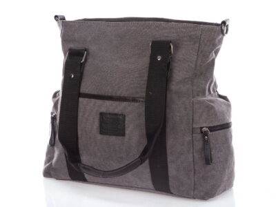 Duża torba damska shopper z canvasu ze skórą naturalną szara Harold's - obrazek 2