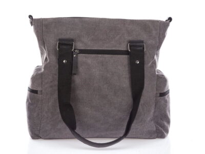 Duża torba damska shopper z canvasu ze skórą naturalną szara Harold's - obrazek 3