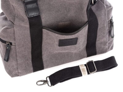 Duża torba damska shopper z canvasu ze skórą naturalną szara Harold's - obrazek 6