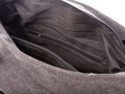 Duża torba damska shopper z canvasu ze skórą naturalną szara Harold's - obrazek 7