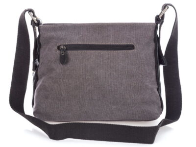 Torebka damska listonoszka z canvasu i skóry naturalnej szara - obrazek 9