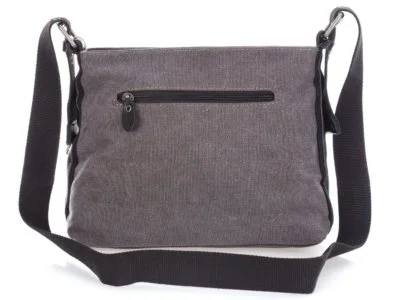 Torebka damska listonoszka z canvasu i skóry naturalnej szara - obrazek 9