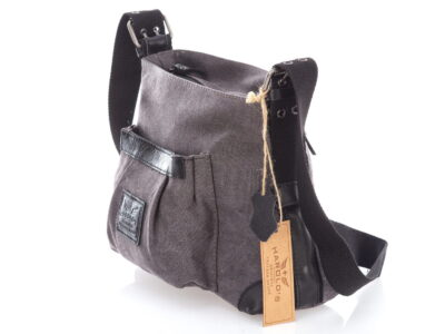 Torebka damska listonoszka z canvasu i skóry naturalnej szara - obrazek 8