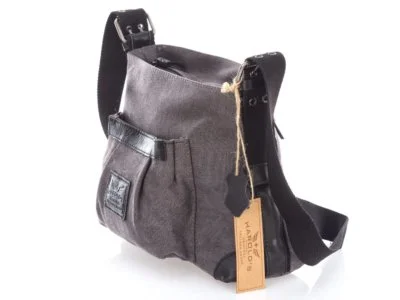 Torebka damska listonoszka z canvasu i skóry naturalnej szara - obrazek 8