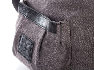 Torebka damska listonoszka z canvasu i skóry naturalnej szara - obrazek 7