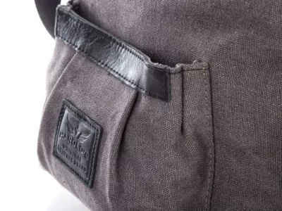 Torebka damska listonoszka z canvasu i skóry naturalnej szara - obrazek 7