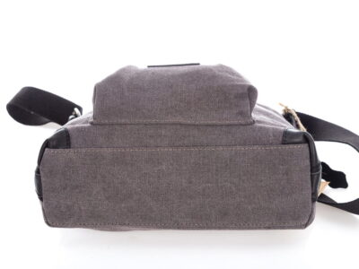 Torebka damska listonoszka z canvasu i skóry naturalnej szara - obrazek 5