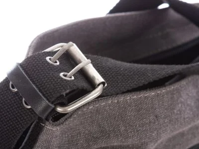 Torebka damska listonoszka z canvasu i skóry naturalnej szara - obrazek 4