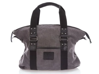 Torebka damska płócienna (canvas) ze skórą naturalną szaro-czarna Harold's
