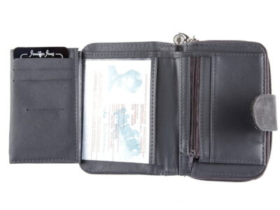 Portfel damski średni pionowy skóra ekologiczna szary Jennifer Jones - obrazek 5