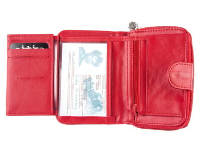 Portfel damski średni pionowy skóra ekologiczna czerwony Jennifer Jones - obrazek 4