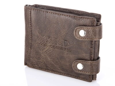 Portfel męski ze skóry ekologicznej z łańcuchem brązowy Wild's - obrazek 6
