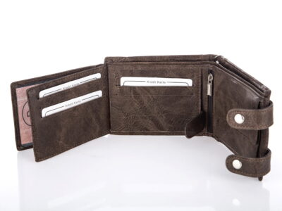 Portfel męski ze skóry ekologicznej z łańcuchem brązowy Wild's - obrazek 3