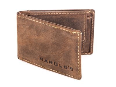 Portfel męski mały skóra naturalna brązowy retro Harold's - obrazek 4