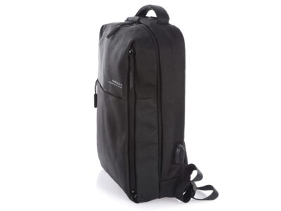 Plecak elegancki biznesowy prostokątny czarny na laptopa 15,6" z portem ładowania USB - obrazek 7