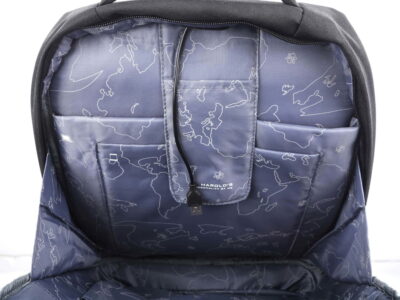 Plecak elegancki biznesowy prostokątny czarny na laptopa 15,6" z portem ładowania USB - obrazek 4