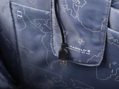 Plecak elegancki biznesowy prostokątny czarny na laptopa 15,6" z portem ładowania USB - obrazek 5