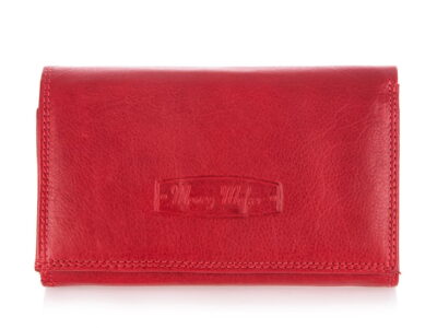 Portfel damski skórzany gładka skóra naturalna czerwony Money Maker - obrazek 10